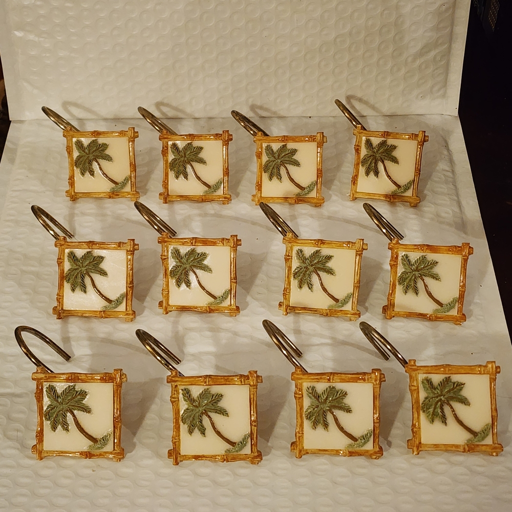 Palm Tree Shower Curtain Hooks